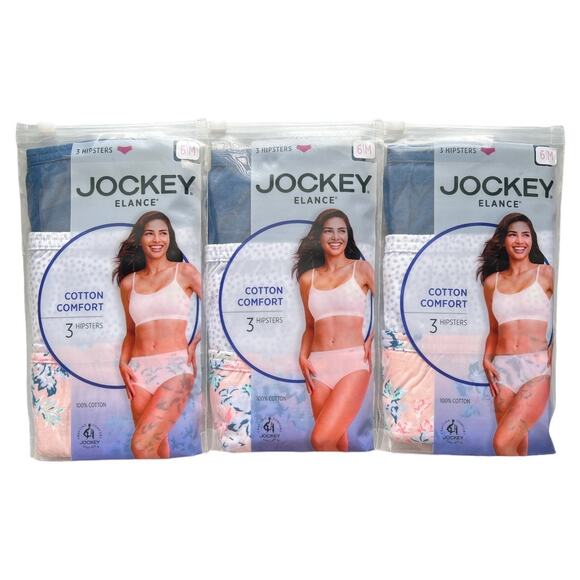 Lot 3 Jockey 100% Cotton Elance Hipster - 3 Pack, US6 - Picture 1 of 8